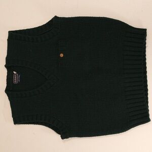 Forest Green Vintage Sweater Vest Thick Acrylic V Neck w Pocket Gant Dark Hunter